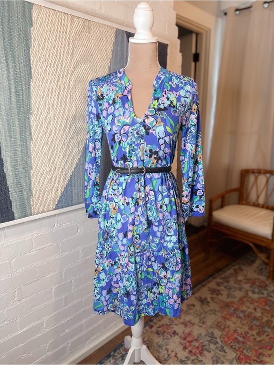 Lilly Pulitzer Dresses & Skirts - NWT Lilly Pulitzer Dark Blue and Purple ¾ Sleeve Tiered Dress